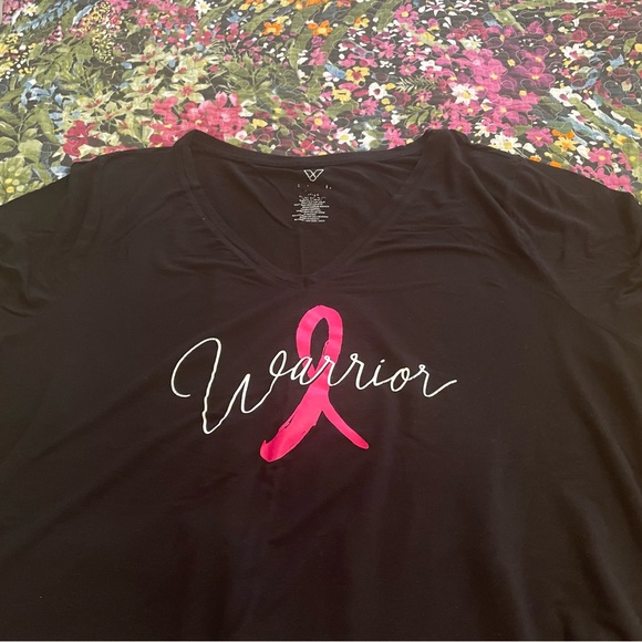 Livi Active Tops - Lane Bryant LIVI breast cancer awareness Warrior black t-shirt w/ pink ribbon